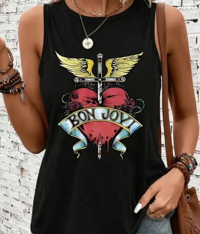 T-Shirt Damen Jon Bon Jovi Ärmellos Bongiovibrand